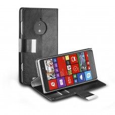 Nokia Lumia 830 - PU Leather Flip Stand Protective Phone Cover Case Wallet - Black